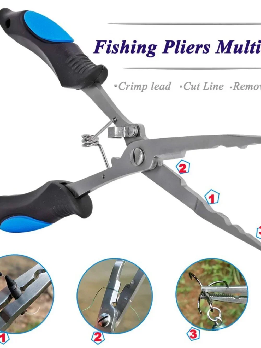 Fishing Pliers Stainless Steel Long Nose Hook Remover with Sheath and Lanyard fo